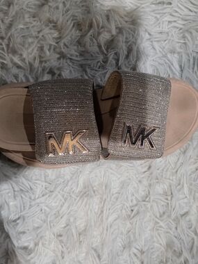 Michael Kors Women's Metallic Pink Slide Sandals